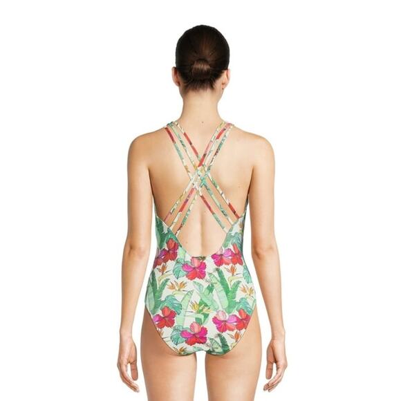 Catherine Malandrino One Piece Plunge Swimsuit with Strappy Back XL - Picture 2 of 9